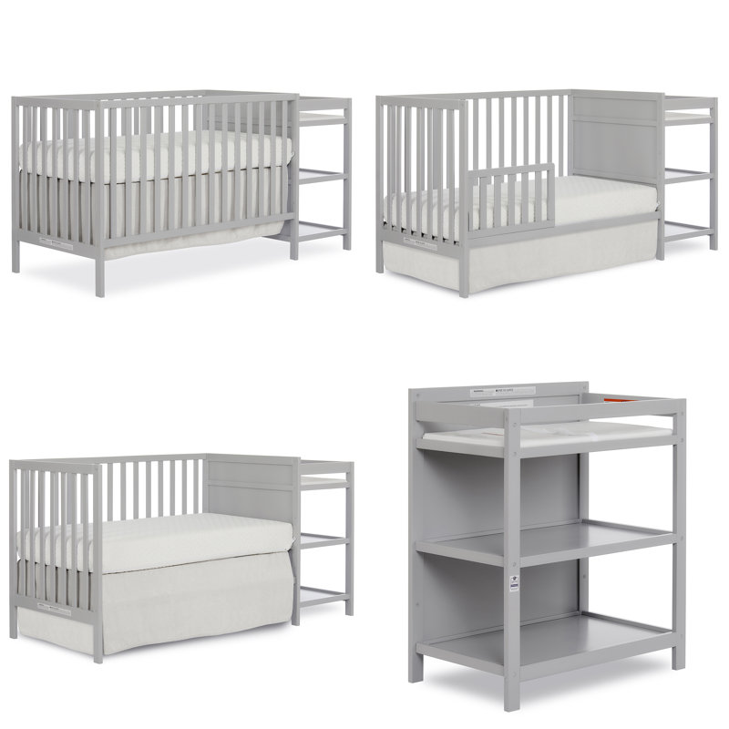 Grey convertible crib with changing table online